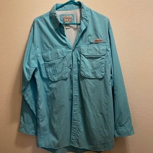 Bimini Bay long sleeve fishing shirt size medium aqua color